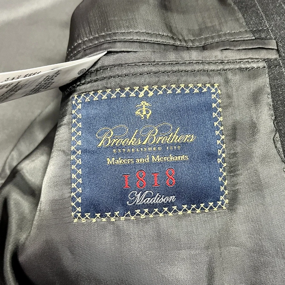 Brooks Brothers 1818 Madison Blazer Mens 44L/W39 Gray Striped Suit Jacket Wool